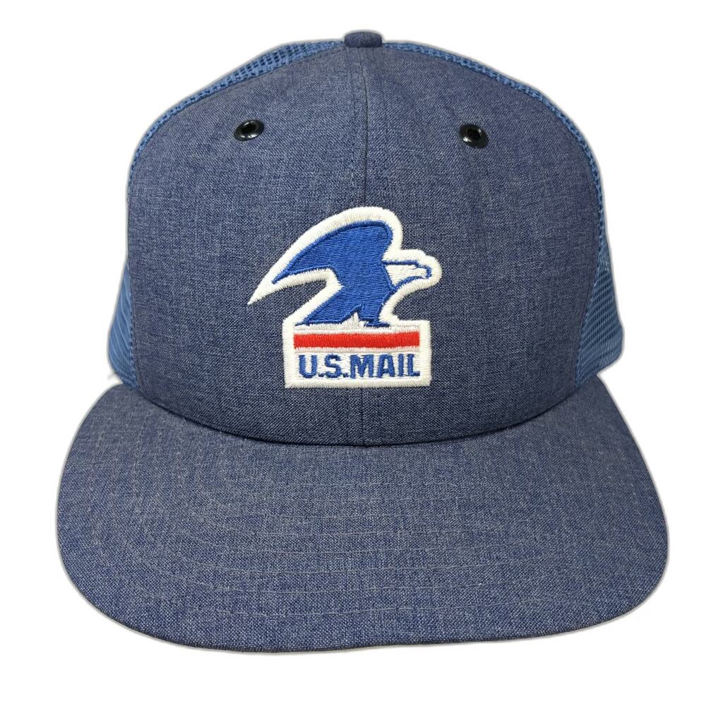 Brookfield Trucker Hat Blue L USPS U.S. Mail Mesh Snapback Union USA Vintage